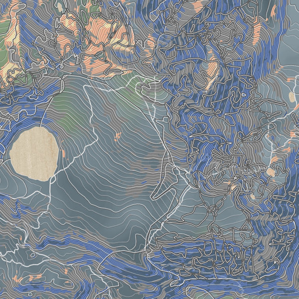 Mount Tallac California Map Print in Afternoon Style Zoomed In Close Up Showing Details