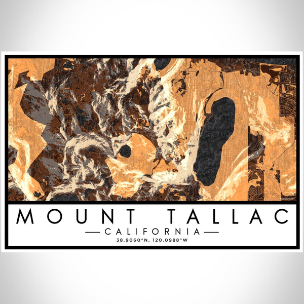 Mount Tallac California Map Print Landscape Orientation in Ember Style With Shaded Background