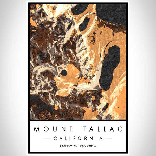 Mount Tallac California Map Print Portrait Orientation in Ember Style With Shaded Background