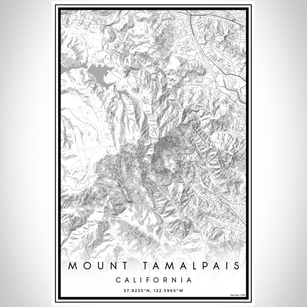 Mount Tamalpais California Map Print Portrait Orientation in Classic Style With Shaded Background