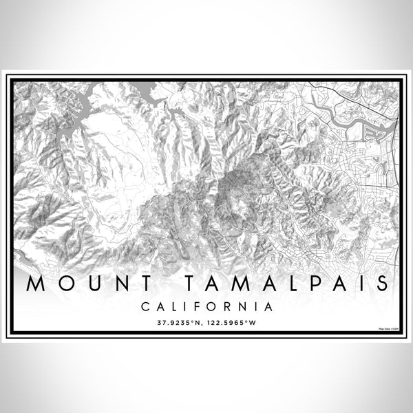 Mount Tamalpais California Map Print Landscape Orientation in Classic Style With Shaded Background