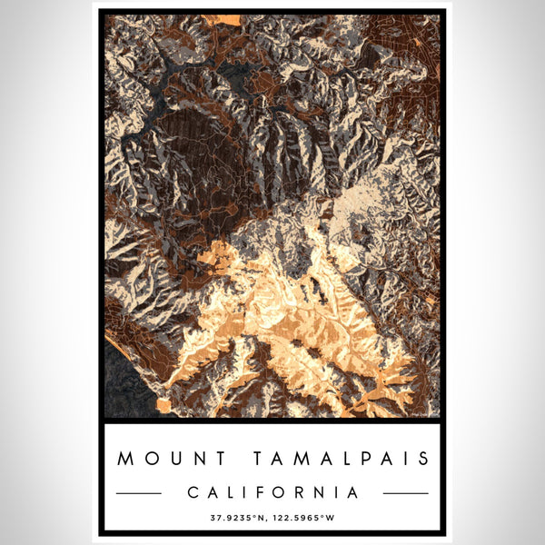 Mount Tamalpais - California Map Print in Ember
