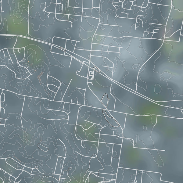 Mt. Juliet Tennessee Map Print in Afternoon Style Zoomed In Close Up Showing Details