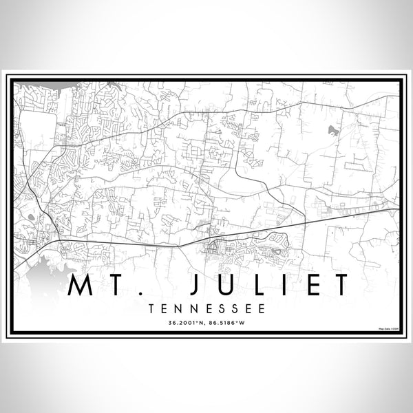 Mt. Juliet Tennessee Map Print Landscape Orientation in Classic Style With Shaded Background