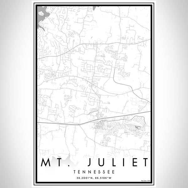 Mt. Juliet Tennessee Map Print Portrait Orientation in Classic Style With Shaded Background