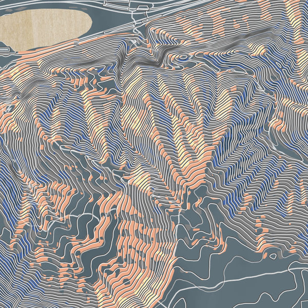 Multnomah Falls Oregon Map Print in Afternoon Style Zoomed In Close Up Showing Details