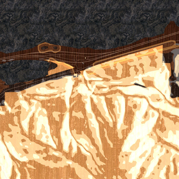 Multnomah Falls Oregon Map Print in Ember Style Zoomed In Close Up Showing Details