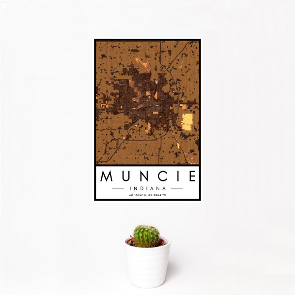 Muncie - Indiana Map Print in Ember
