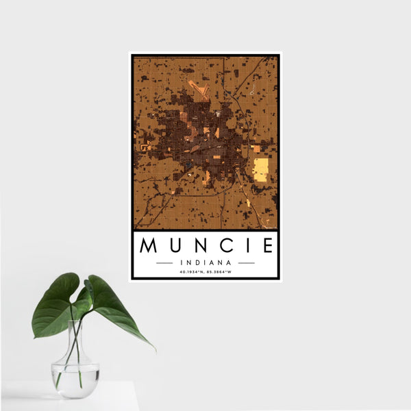 Muncie - Indiana Map Print in Ember