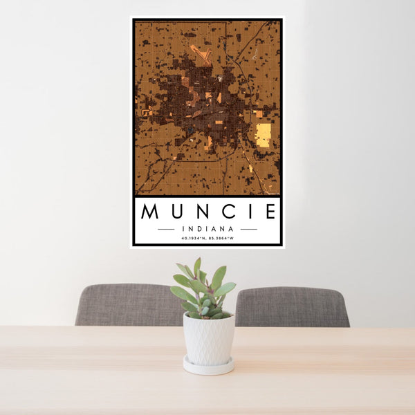 Muncie - Indiana Map Print in Ember