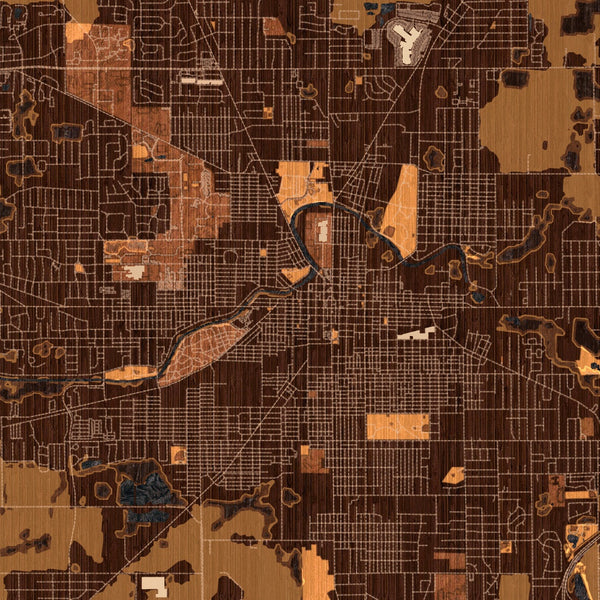 Muncie - Indiana Map Print in Ember