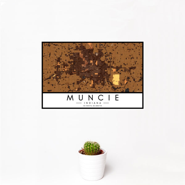 Muncie - Indiana Map Print in Ember
