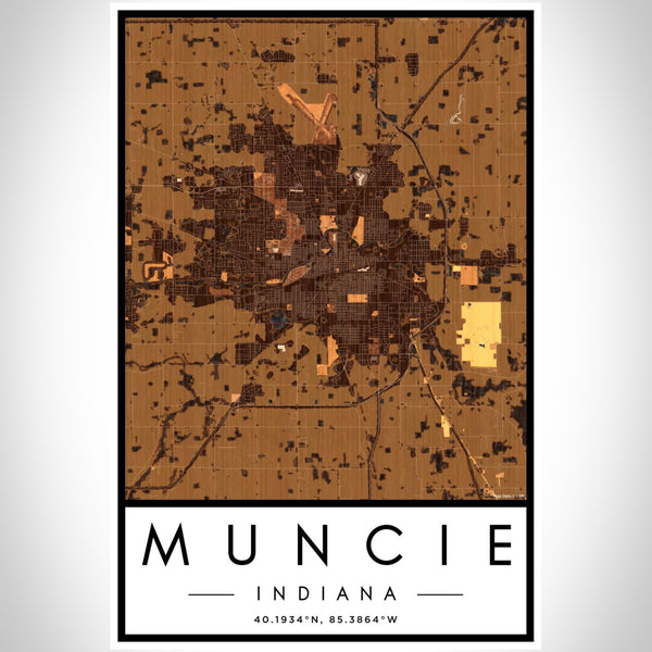 Muncie - Indiana Map Print in Ember