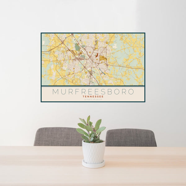 Murfreesboro - Tennessee Map Print in Woodblock