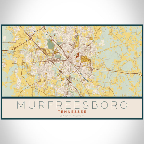 Murfreesboro - Tennessee Map Print in Woodblock