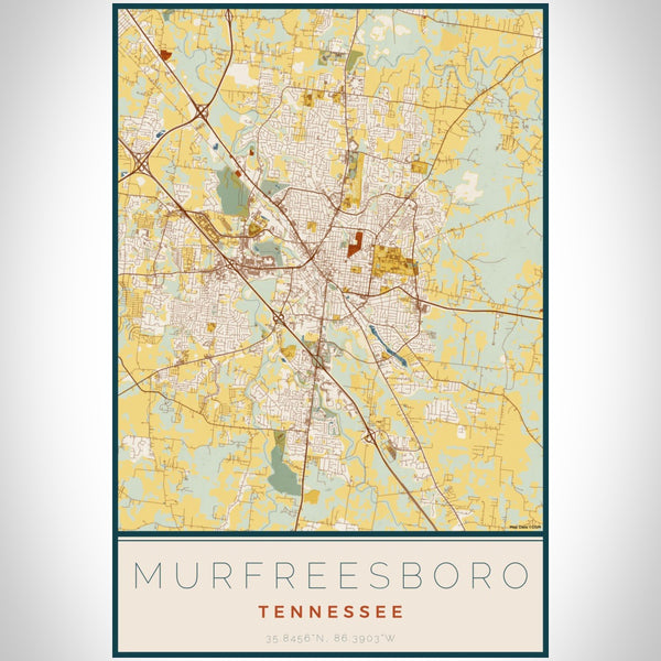 Murfreesboro - Tennessee Map Print in Woodblock