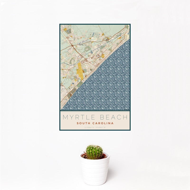 Myrtle Beach - South Carolina Map Print in Woodblock