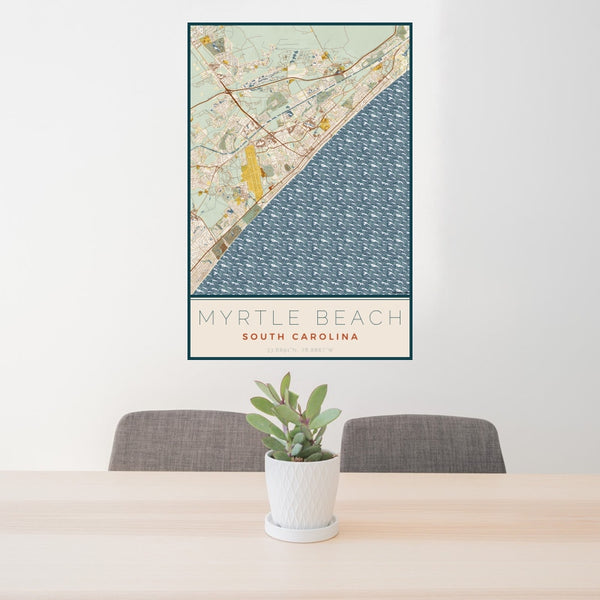 Myrtle Beach - South Carolina Map Print in Woodblock