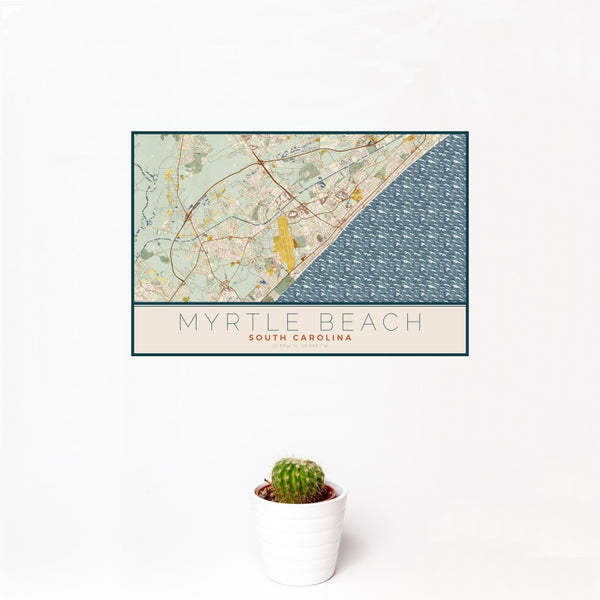 Myrtle Beach - South Carolina Map Print in Woodblock