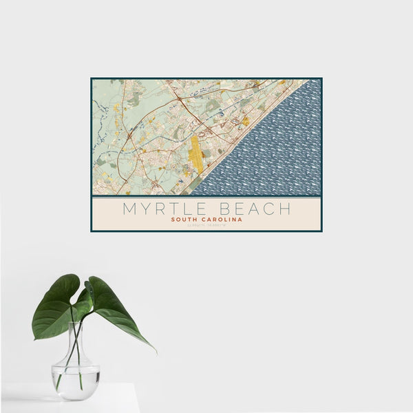 Myrtle Beach - South Carolina Map Print in Woodblock