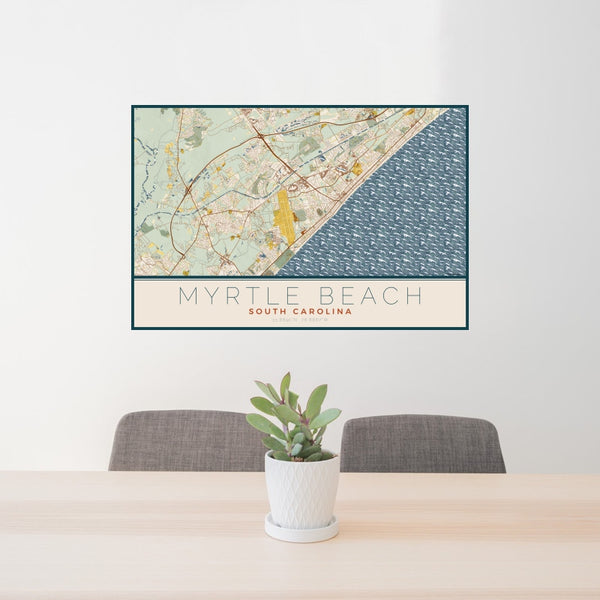 Myrtle Beach - South Carolina Map Print in Woodblock