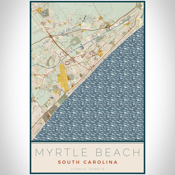 Myrtle Beach - South Carolina Map Print in Woodblock