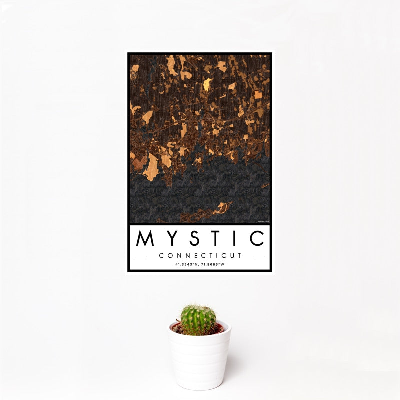 Mystic - Connecticut Map Print in Ember