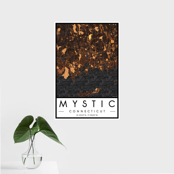 Mystic - Connecticut Map Print in Ember