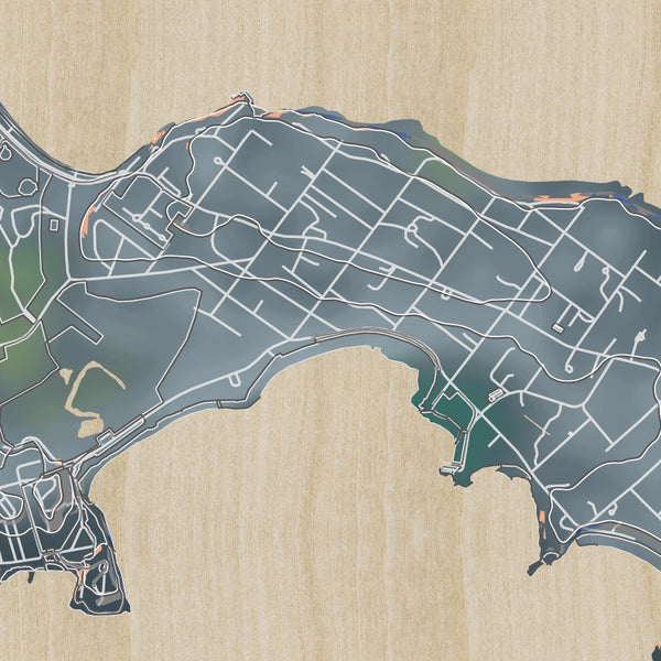 Nahant Massachusetts Map Print in Afternoon Style Zoomed In Close Up Showing Details