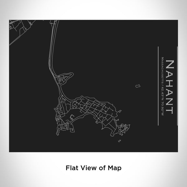 Rendered View of Nahant Massachusetts Map Engraving on 20oz Stainless Steel Insulated Bottle with Bamboo Top in Black