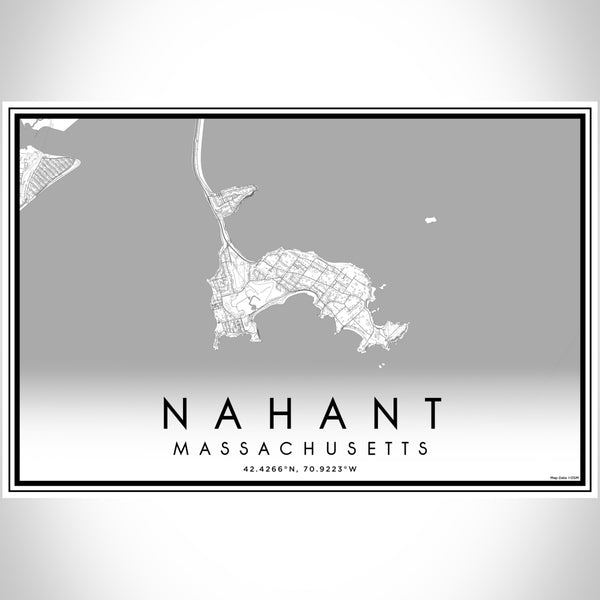 Nahant Massachusetts Map Print Landscape Orientation in Classic Style With Shaded Background