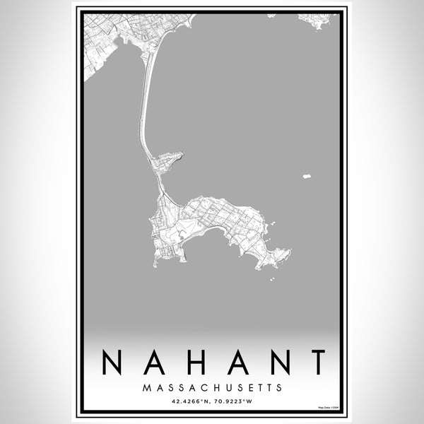 Nahant Massachusetts Map Print Portrait Orientation in Classic Style With Shaded Background