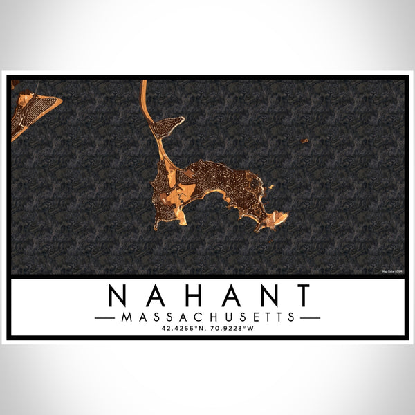 Nahant Massachusetts Map Print Landscape Orientation in Ember Style With Shaded Background