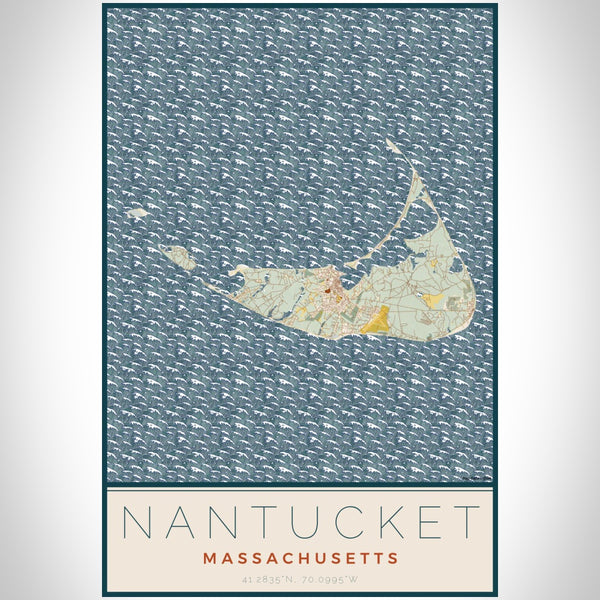 Nantucket - Massachusetts Map Print in Woodblock