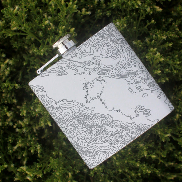 Napa Valley California Custom Engraved City Map Inscription Coordinates on 6oz Stainless Steel Flask in White