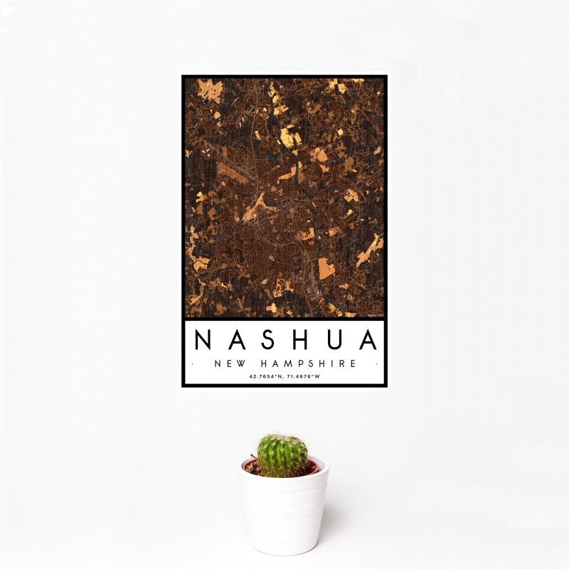 Nashua - New Hampshire Map Print in Ember