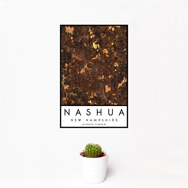 Nashua - New Hampshire Map Print in Ember