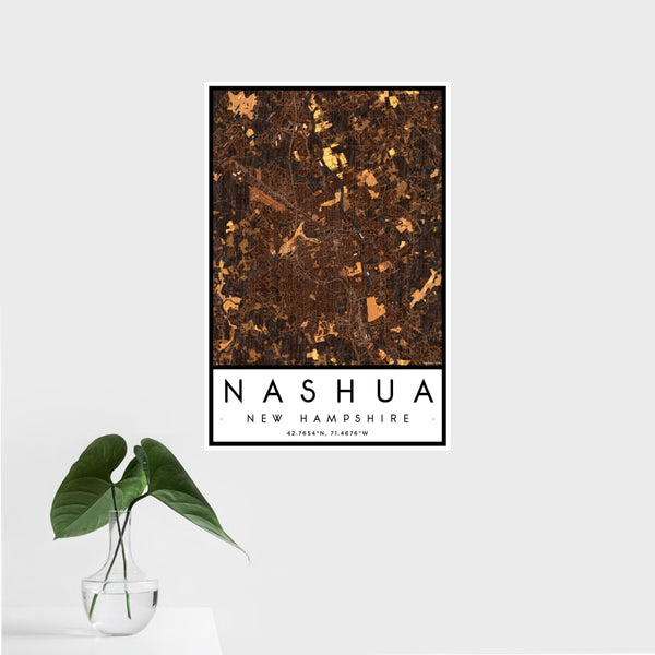 Nashua - New Hampshire Map Print in Ember
