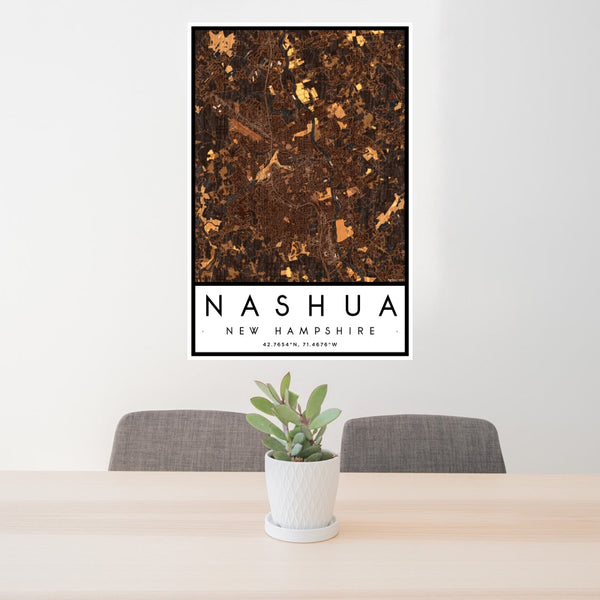 Nashua - New Hampshire Map Print in Ember