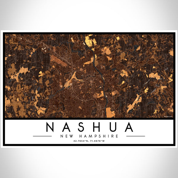 Nashua - New Hampshire Map Print in Ember