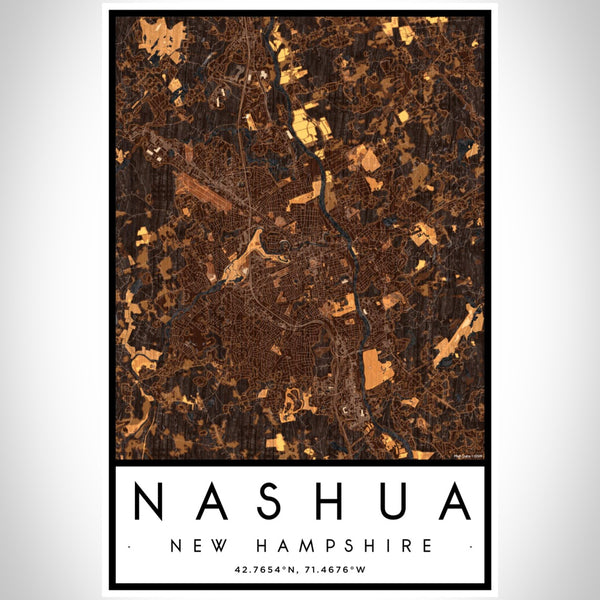 Nashua - New Hampshire Map Print in Ember
