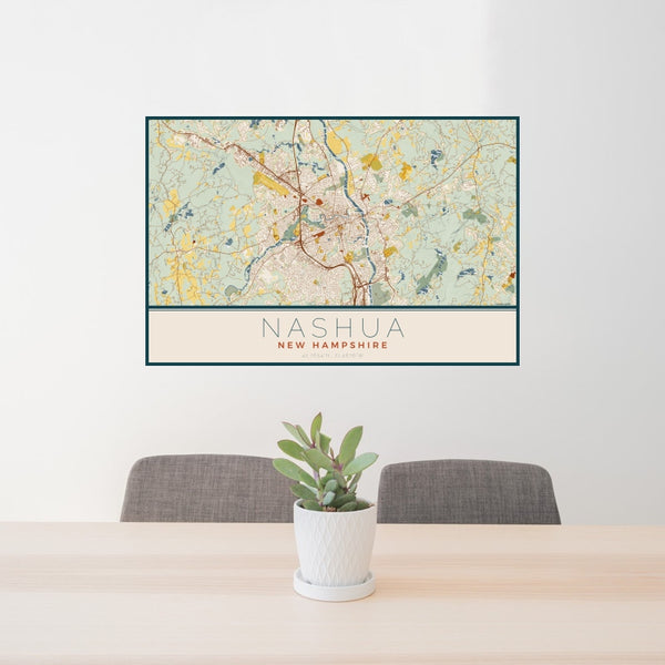 Nashua - New Hampshire Map Print in Woodblock