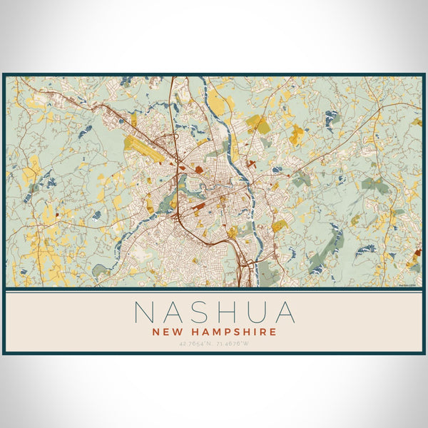 Nashua - New Hampshire Map Print in Woodblock