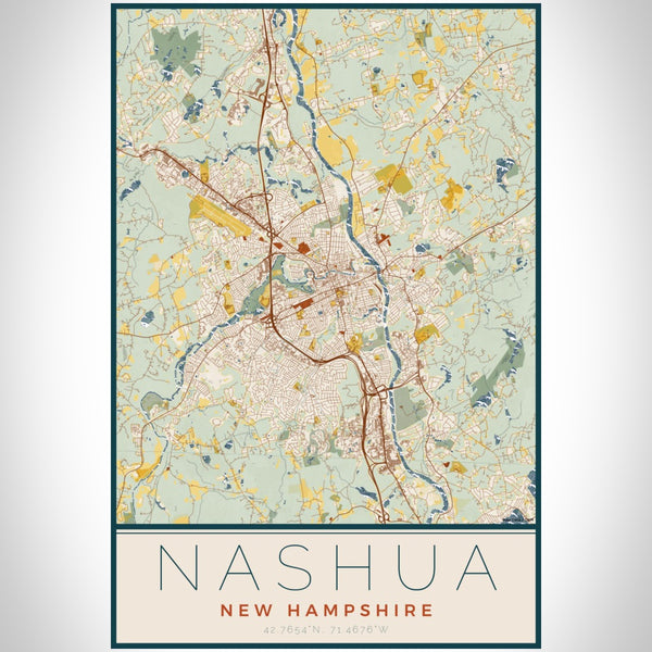 Nashua - New Hampshire Map Print in Woodblock