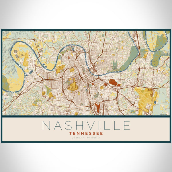 Nashville - Tennessee Map Print in Woodblock