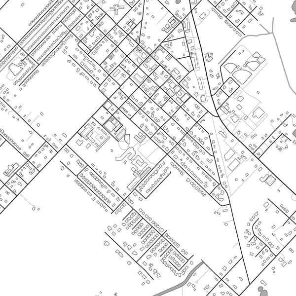 Needville Texas Map Print in Classic Style Zoomed In Close Up Showing Details