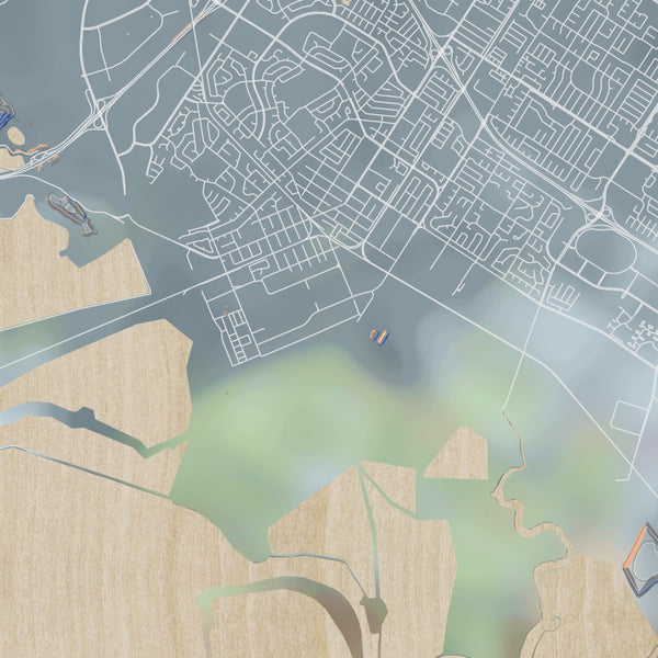 Newark California Map Print in Afternoon Style Zoomed In Close Up Showing Details