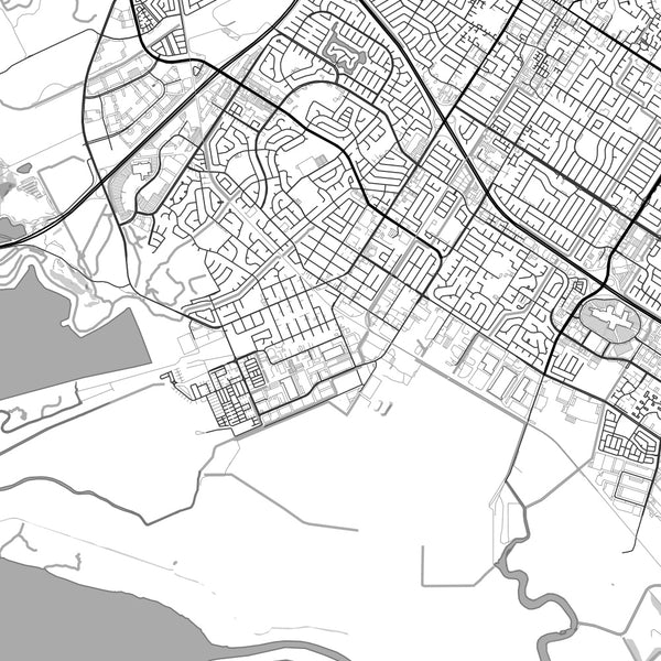 Newark California Map Print in Classic Style Zoomed In Close Up Showing Details