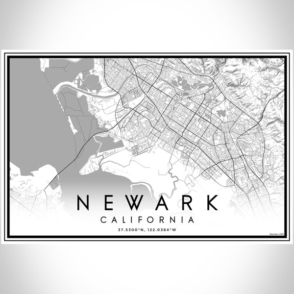 Newark California Map Print Landscape Orientation in Classic Style With Shaded Background