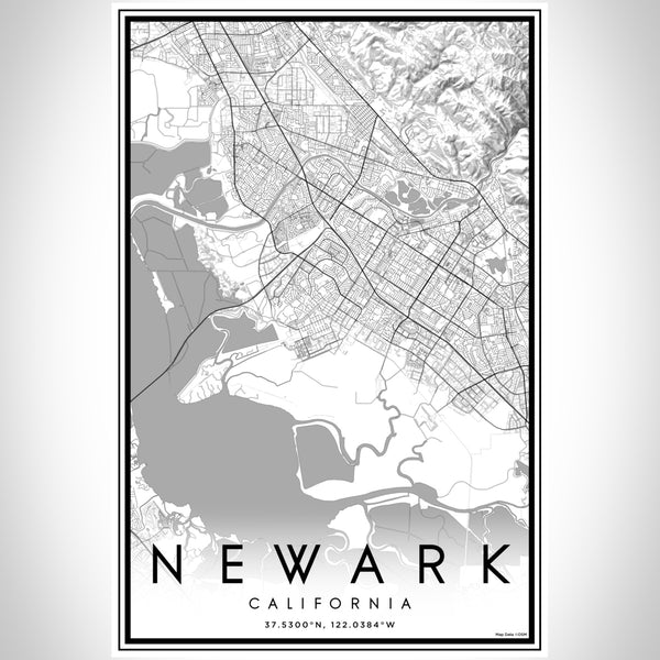 Newark California Map Print Portrait Orientation in Classic Style With Shaded Background